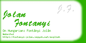 jolan fontanyi business card